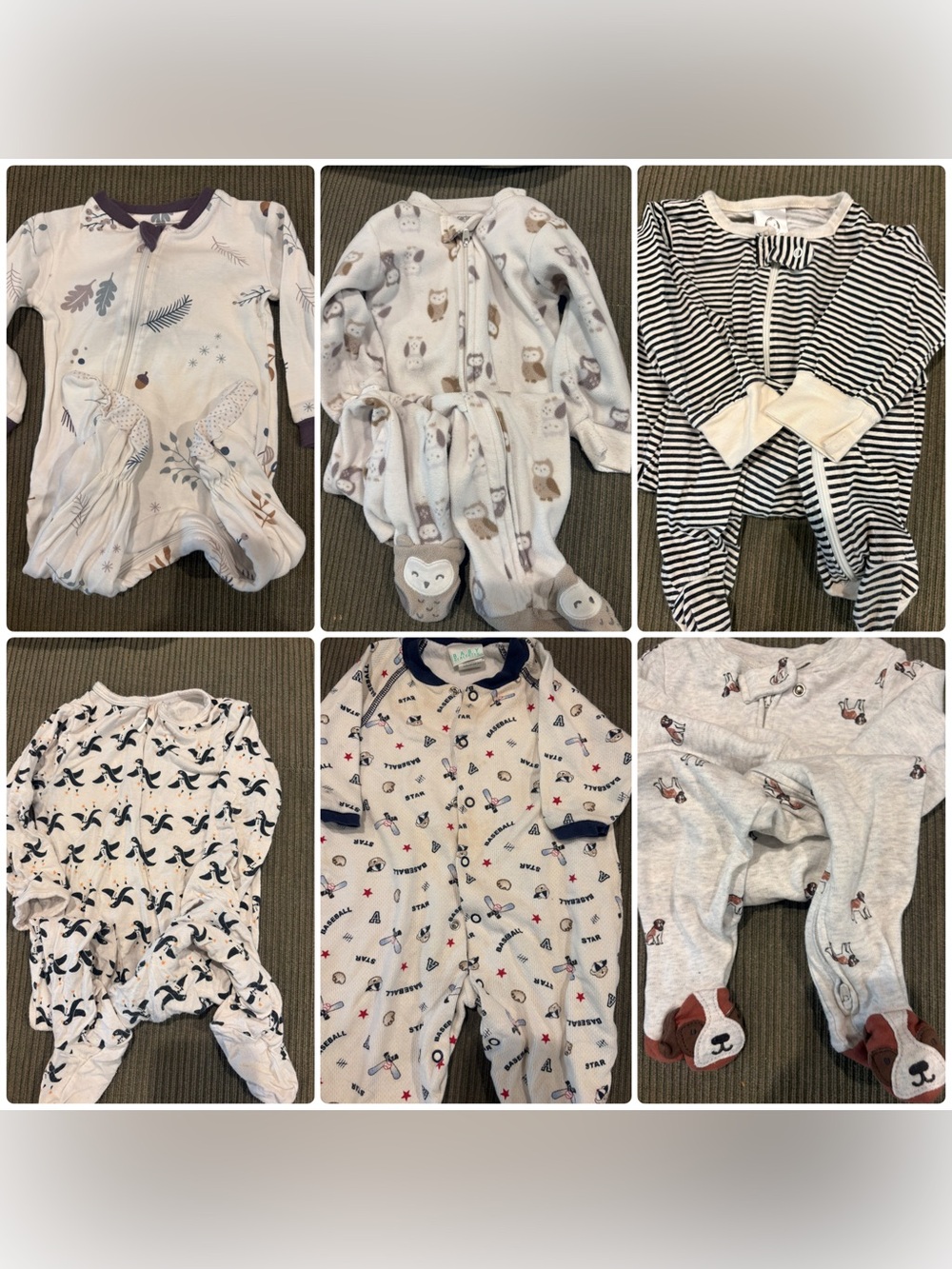 Unbranded Kids Neutral Color One-Piece Sleepers - Pack of 8